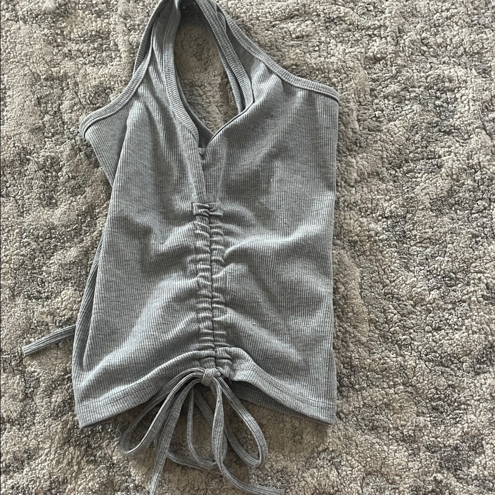 Gray Ribbed Tank Top - Picture 2 of 3